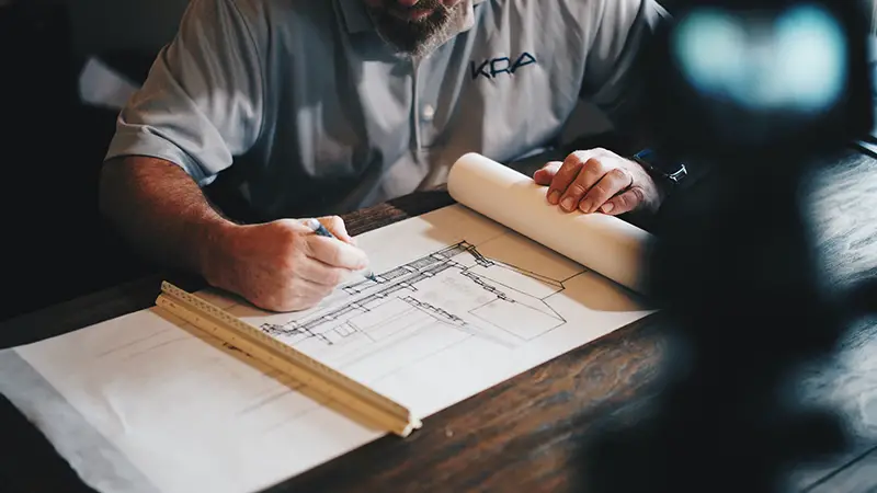 Male architect creating a design