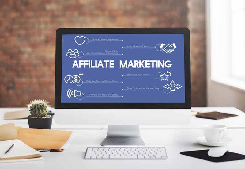 Monitor showing information about affiliate marketing