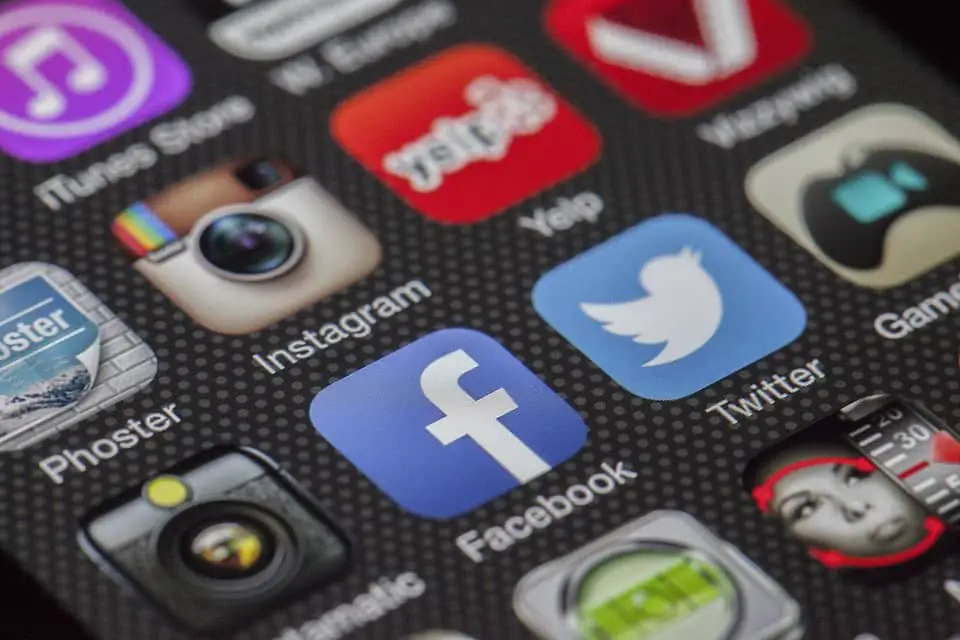 social media app icons on mobile phone screen