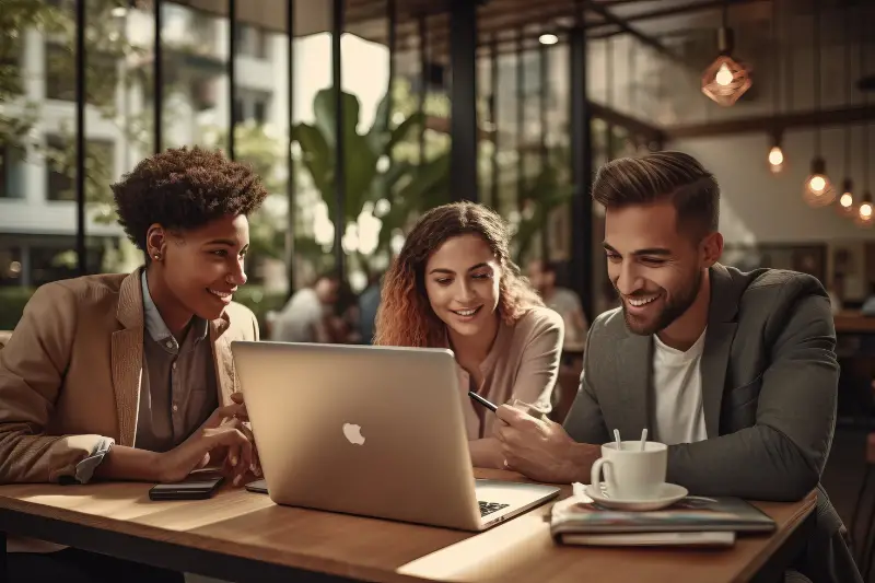 businessman sharing ideas with colleagues at workplace.