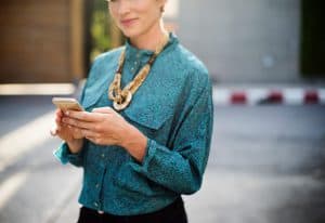 lady holding smartphone