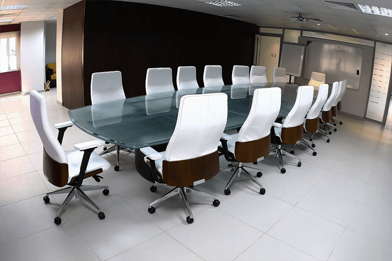 Confernece room in virtual workspace - large table and chairs