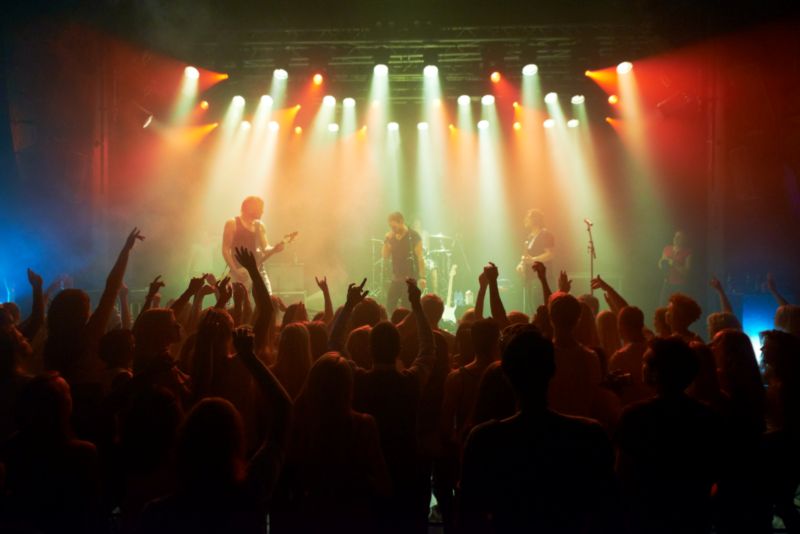 Crowd listening to a live concert