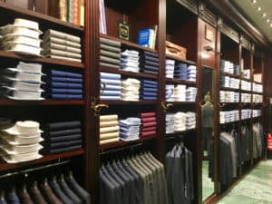 Shirts and suits in retail store
