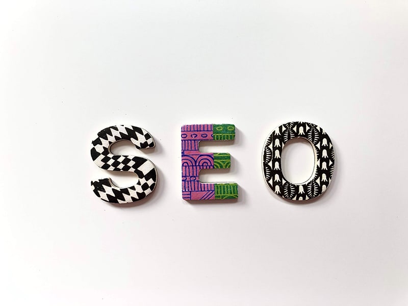 SEO in bright colourful letters