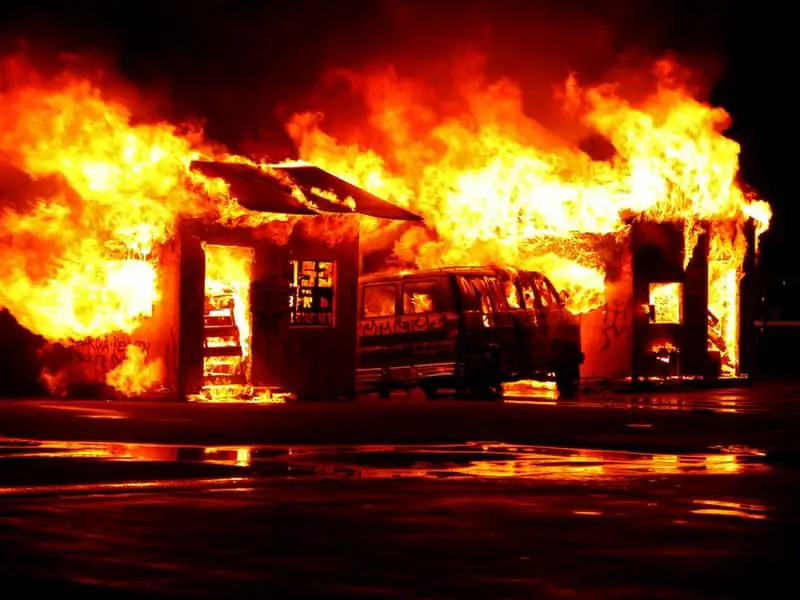 Burning house which is a real business emergency