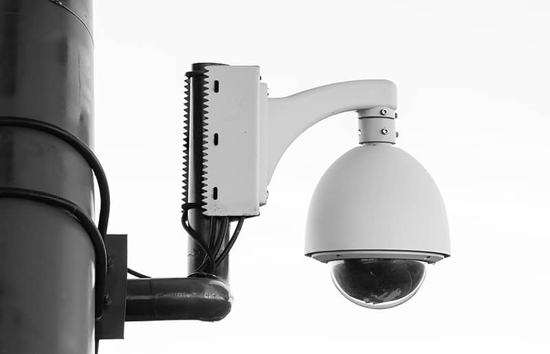 Security systems - white camera on post