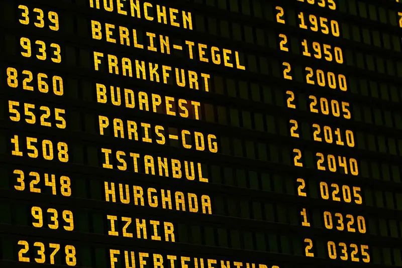 travel and  tourism departure boards