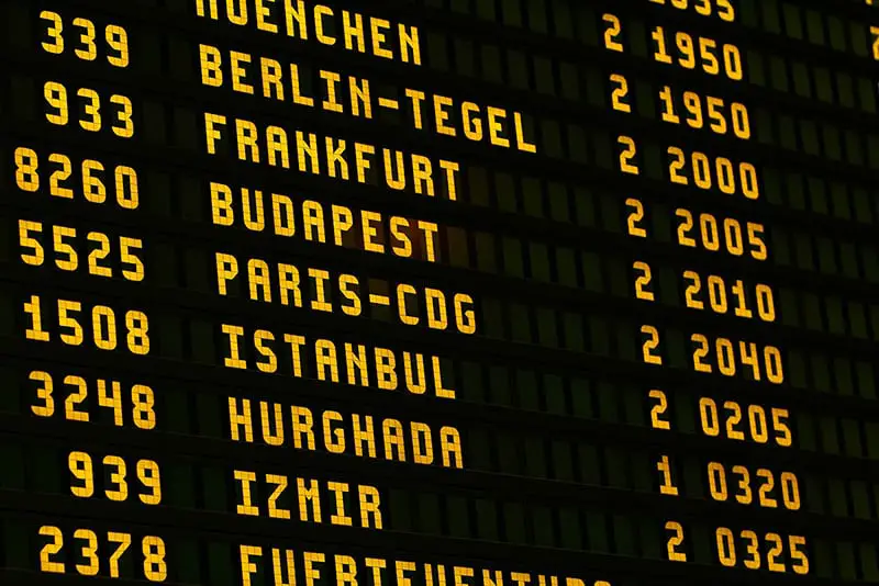 travel and tourism departure boards