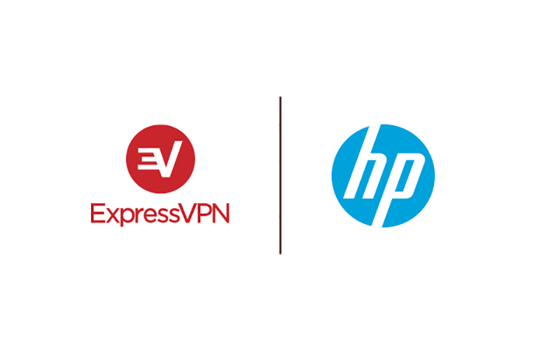 HP Hewlett Packard Logo and Express VPN logo