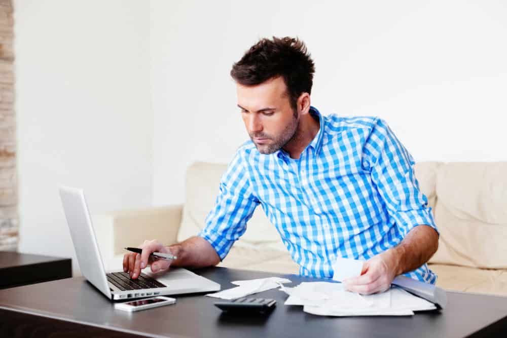 Man doing business deby management - checking accounts