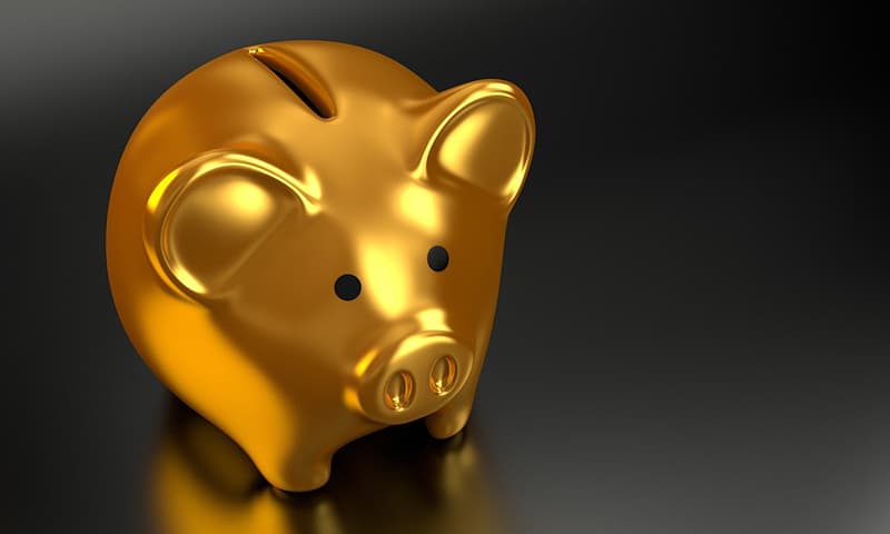 Gold piggybank bank loan finance money