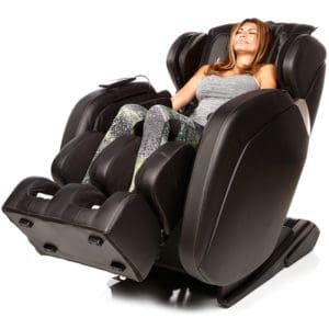 Lady relaxing in a massage chair