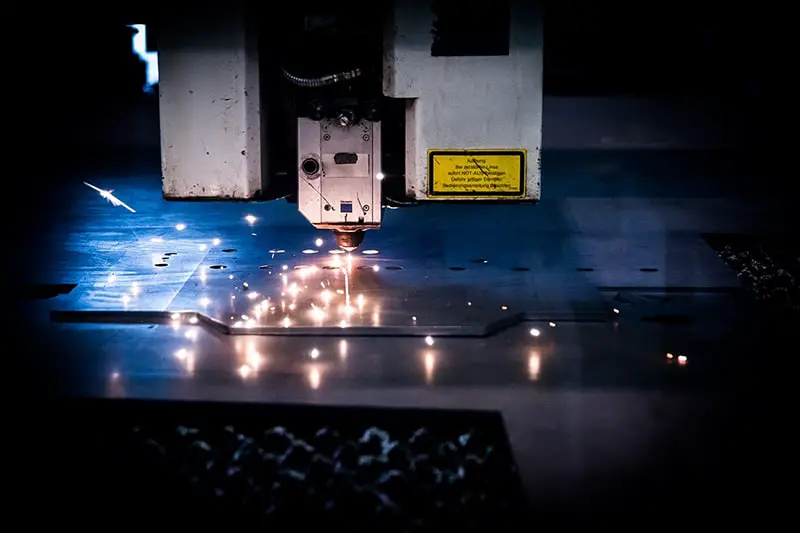 Laser cutting machine in use