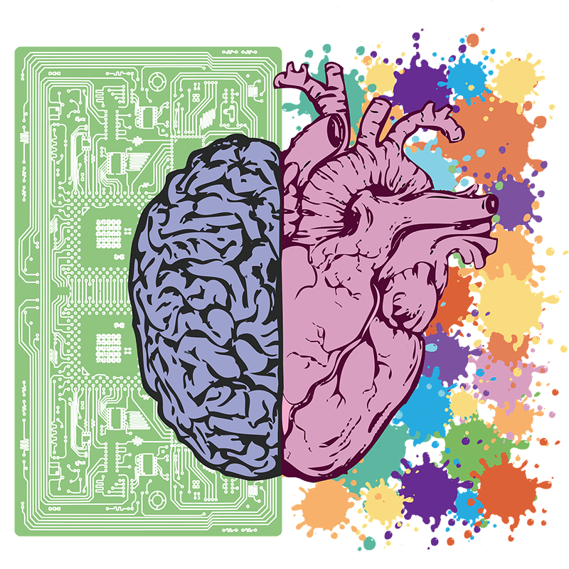 illustration brain heaert balance emotion intelligence - EQ and IQ