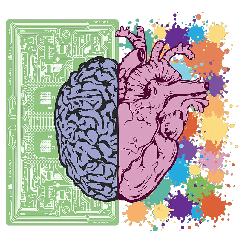 illustration brain heaert balance emotion intelligence - EQ and IQ