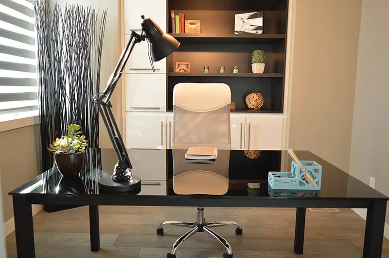 Modern office design - bookcase, desk and chair
