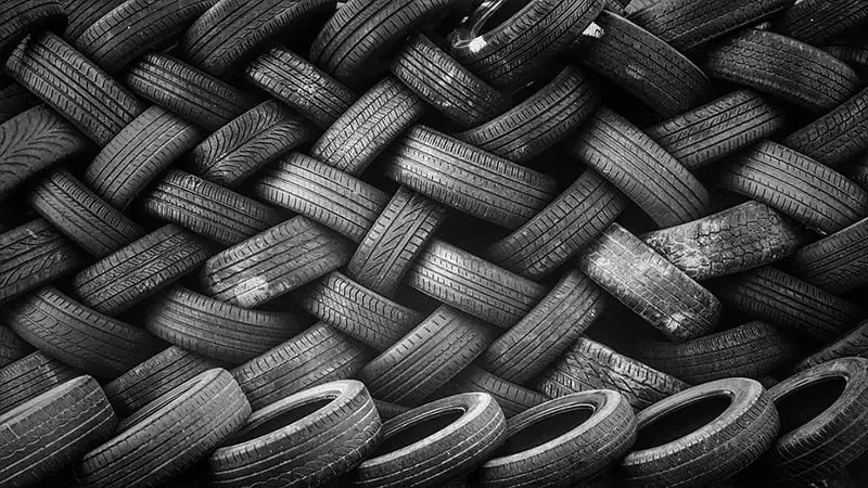 Piles or tires rubber stacked used tyres