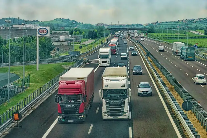 Highway with vehicles - truck, car