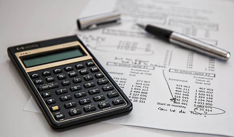 calculator and business budget cash flow statement