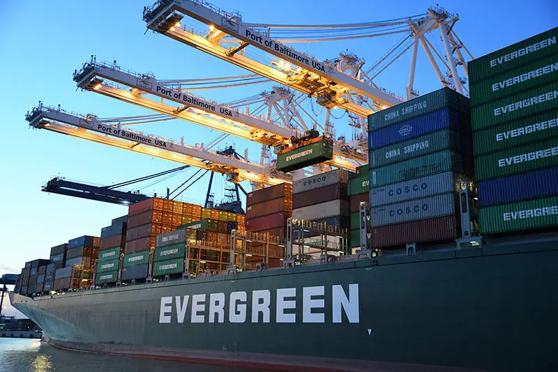 Evergreen cargo ship - international shipping
