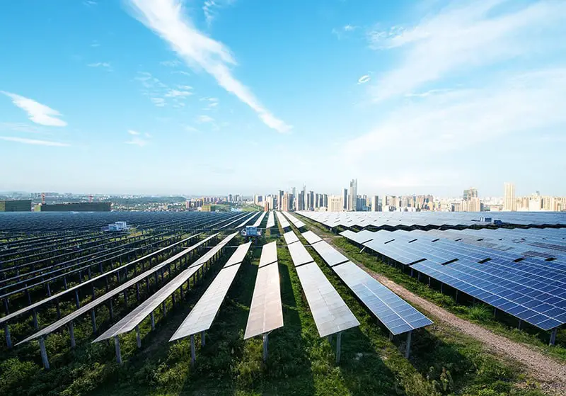 Solar panel installation in field
