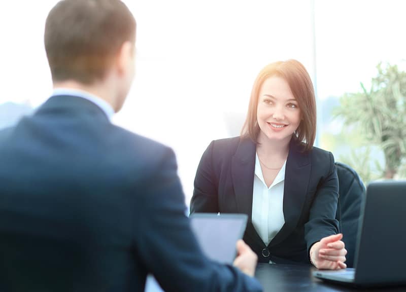 Person having an interview with executive headhunter firm