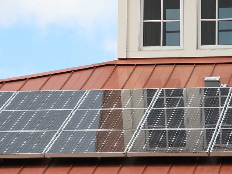 solar panels on building rooftop