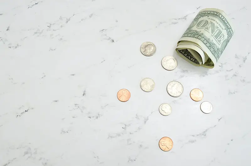 Assorted banknotes and coins