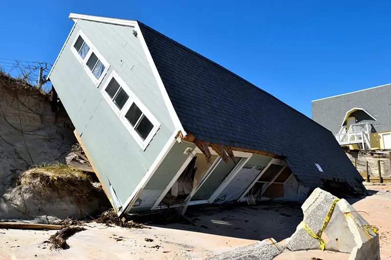 House destroyed due to earthquake