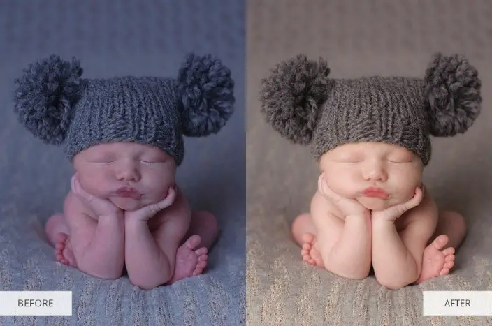 Newborn Portrait Lightroom Presets-Before and after