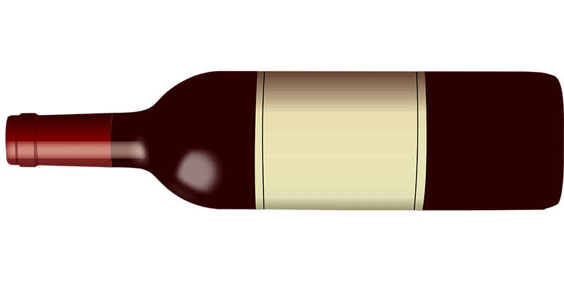 Horizontal image of brown bottle with white label