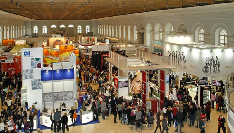 Exhibition stands at trade show
