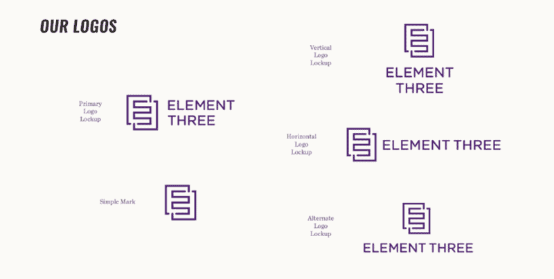 Various elements and layout of a logo