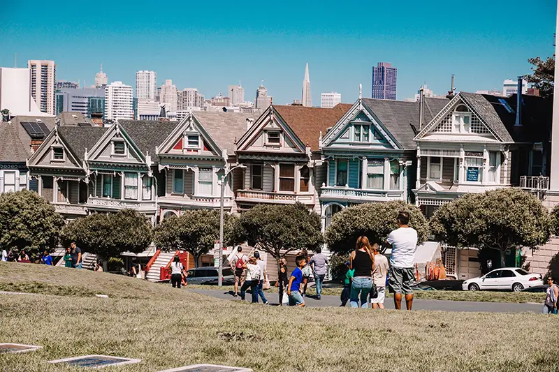 Group of people walking around their neighborhood