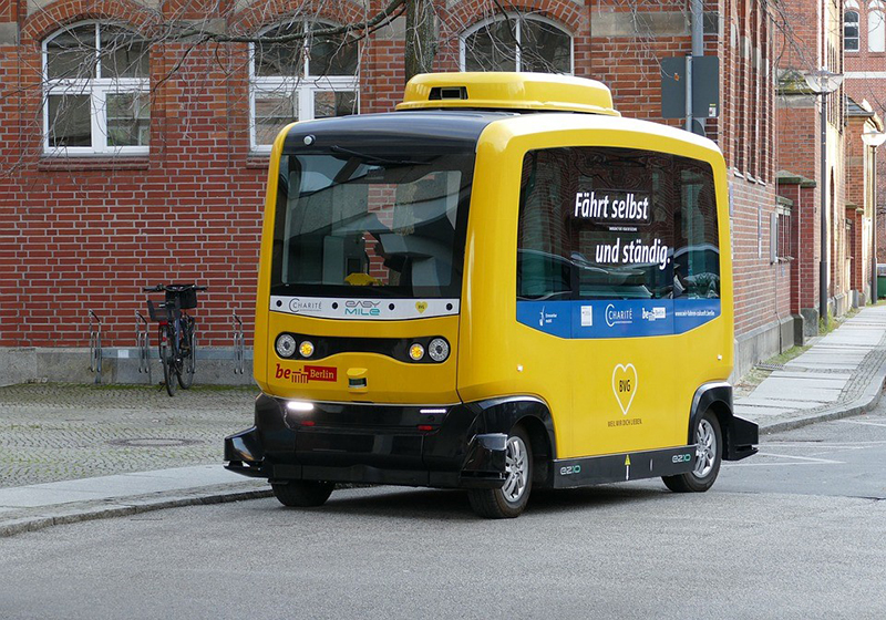 Yellow autonomous vehicle - self driving car