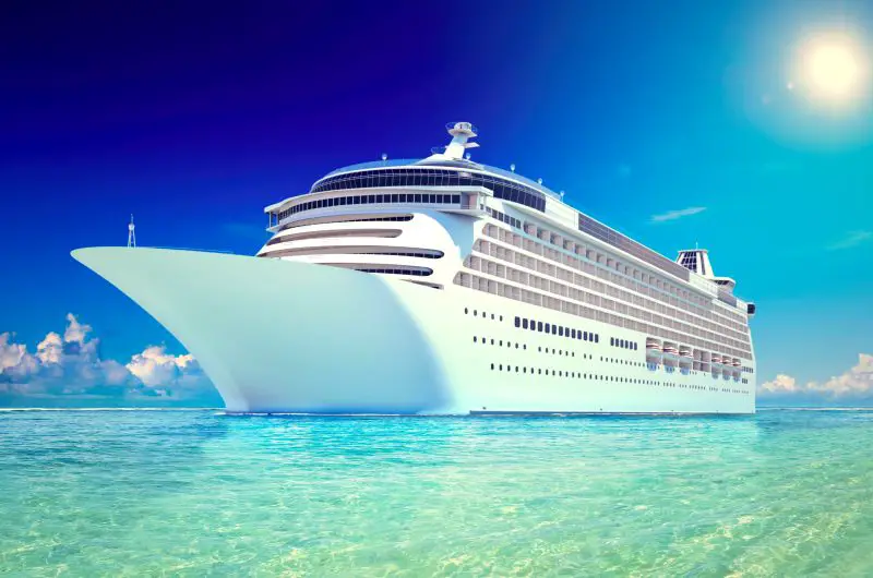 cruise ship in tropical waters