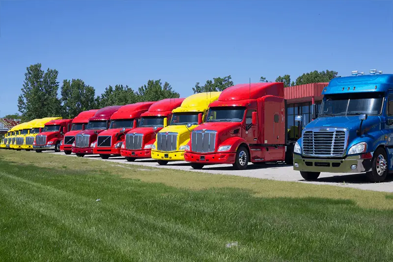 Transport truck in the parking