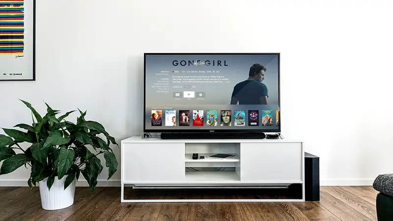 A tv screen with streaming service