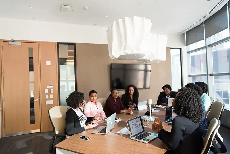 A group of business people in a conference table