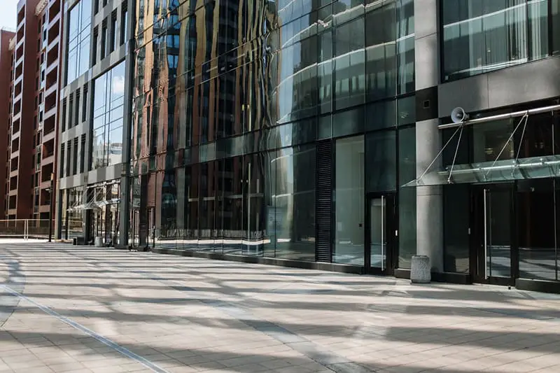 Commercial office space - glass and concrete building.