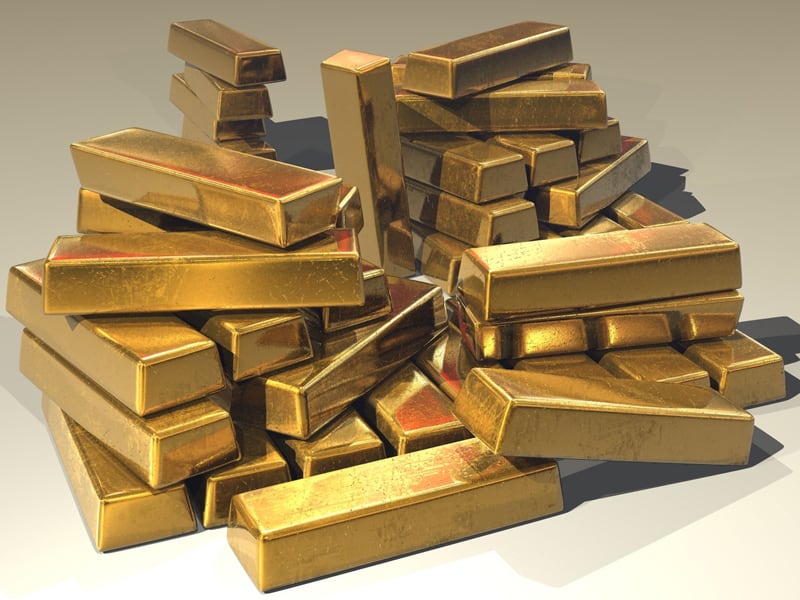 Yellow metal - stack of gold blocks - gold bullion- gold bars