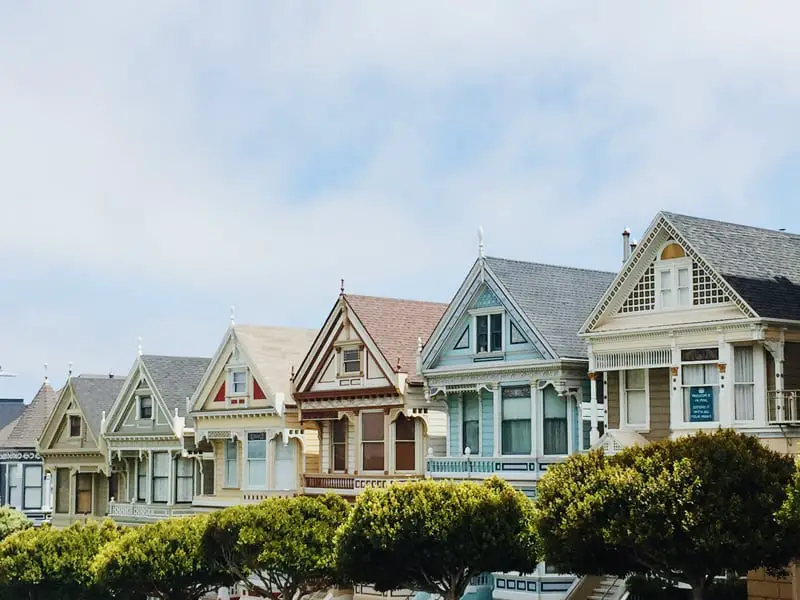 Houses painted assorted colours