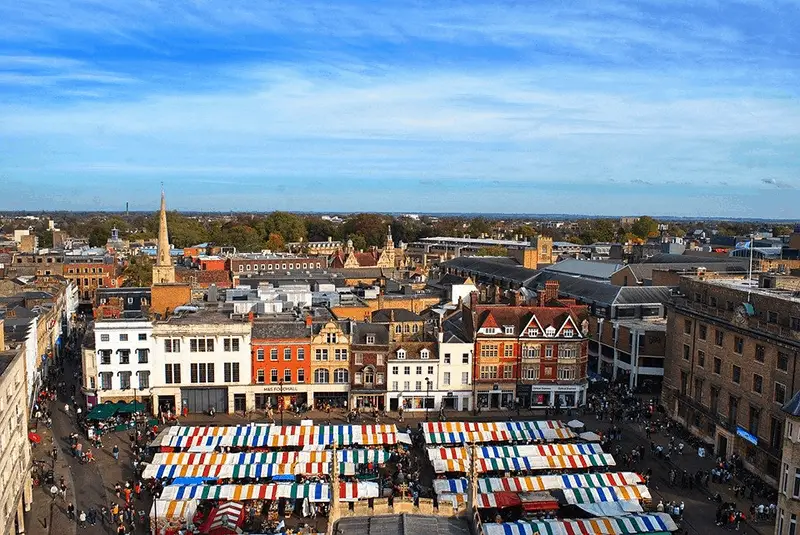 Top view of city of Cambridge