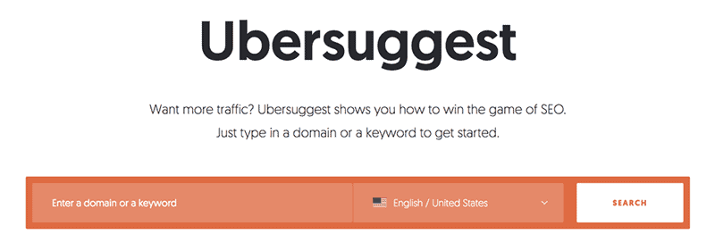 An ubersuggest search bar interface