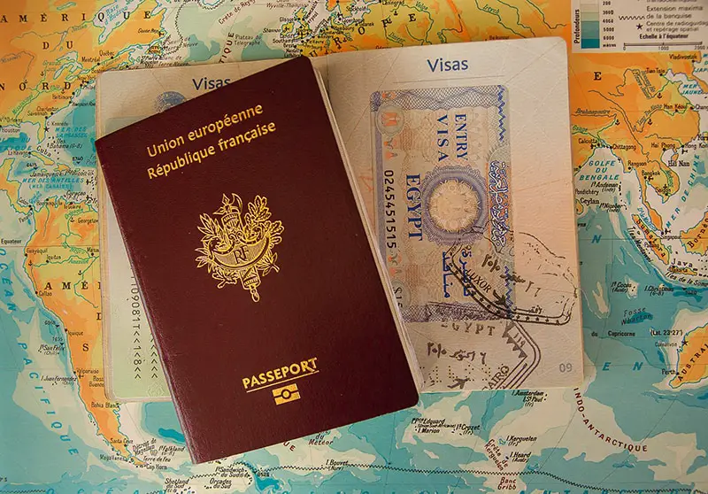 A French passport and a visa stamp
