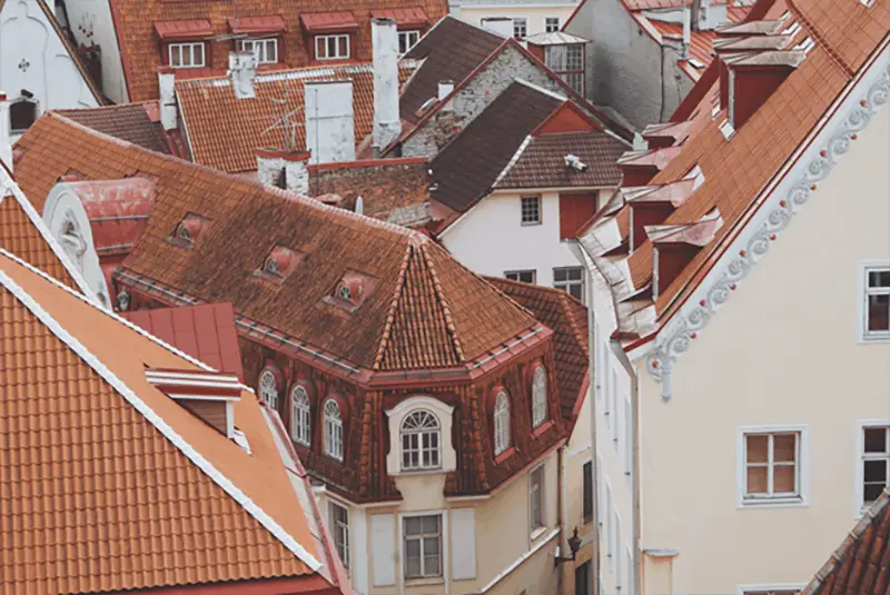 Red rooftop of houses