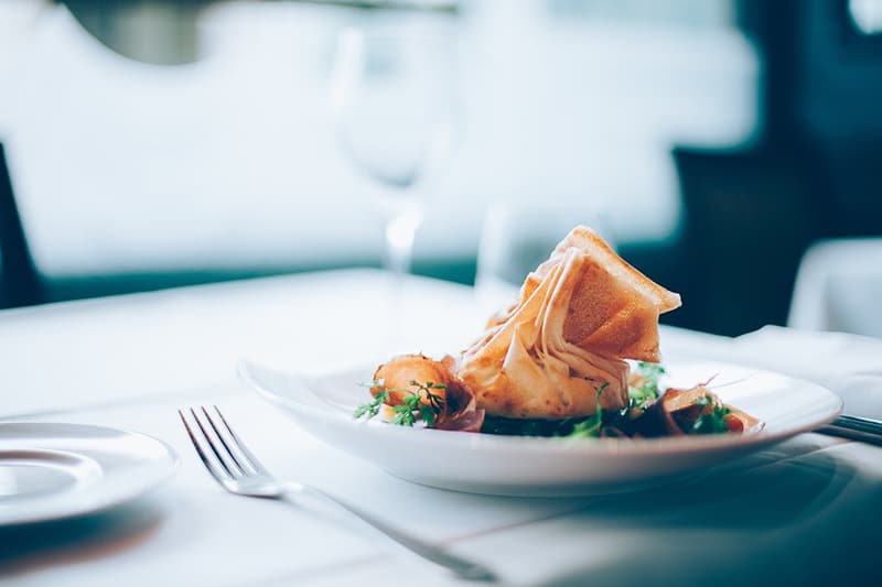 dinner dish on table in a restaurant