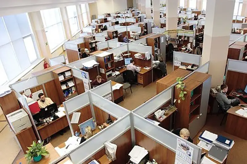 open plan space in office building 