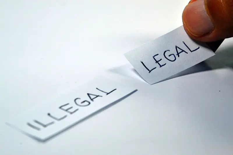 Illegal and legal text in a piece of paper